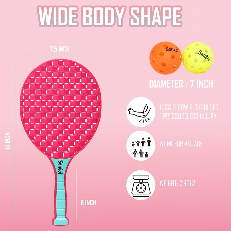 Knick Knack Santoi Paddle Ball Game Set with 2 Balls, Indoor Outdoor Play Set for Kids 3+ Years (Pink) - Image 3